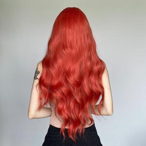 วิกผมผู้หญิง<span class=keywords><strong>ผม</strong></span><span class=keywords><strong>ยาว</strong></span>ลอนใหญ่แบบตรงสีแดงอมส้ม ทนความร้อนสูง ขายดี - Product Image 3