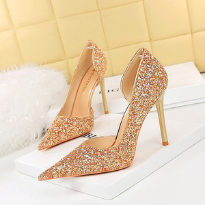 Scarpe <span class=keywords><strong>con</strong></span> Tacco Alto Nere Scintillanti da Donna, Stiletti <span class=keywords><strong>con</strong></span> Punta a Spillo per Feste e Matrimoni, Eleganti e alla Moda 2024 - Product Image 2