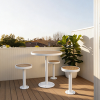 Table de bar extérieure personnalisable, plateau en bois HPL imperméable, base en acier galvanisé, table ronde de jardin, patio, café, bistrot, mobilier