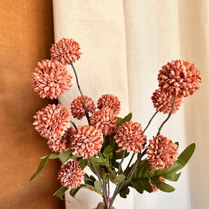 Seta finta seta crisantemo Pompon di seta Kiku fiore palla tarassaco fiori artificiali Bouquet di piante per la decorazione di nozze - Product Image 1