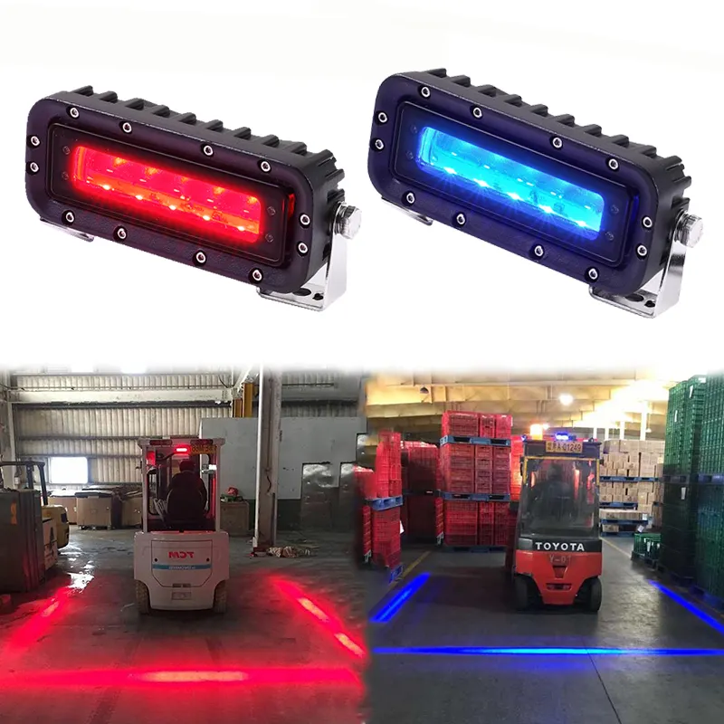 18W Chariot Élévateur Lumière LED Fendue Zone Voyant Bleu ou Rouge Zone Dangereuse Sécurité Lumière 10-80V DC