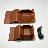 Boîte cadeau rigide de luxe pliable de haute qualité, boîte cadeau magnétique pour lunettes de soleil, emballage imprimé brun, boîte en carton rigide