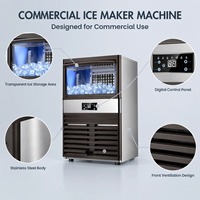 Machine à glaçons commerciale 60 kg/24 h avec affichage numérique LED pour restaurant, café, bar