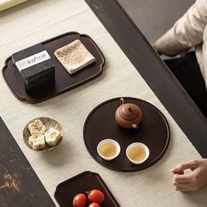 Household bamboo <b>tray</b>, <b>small</b> dry tea <b>tray</b>, begonia-shaped <b>tray</b>, Zen-style Chinese dessert plate, fruit, nut, and tea dish - Product Image 4