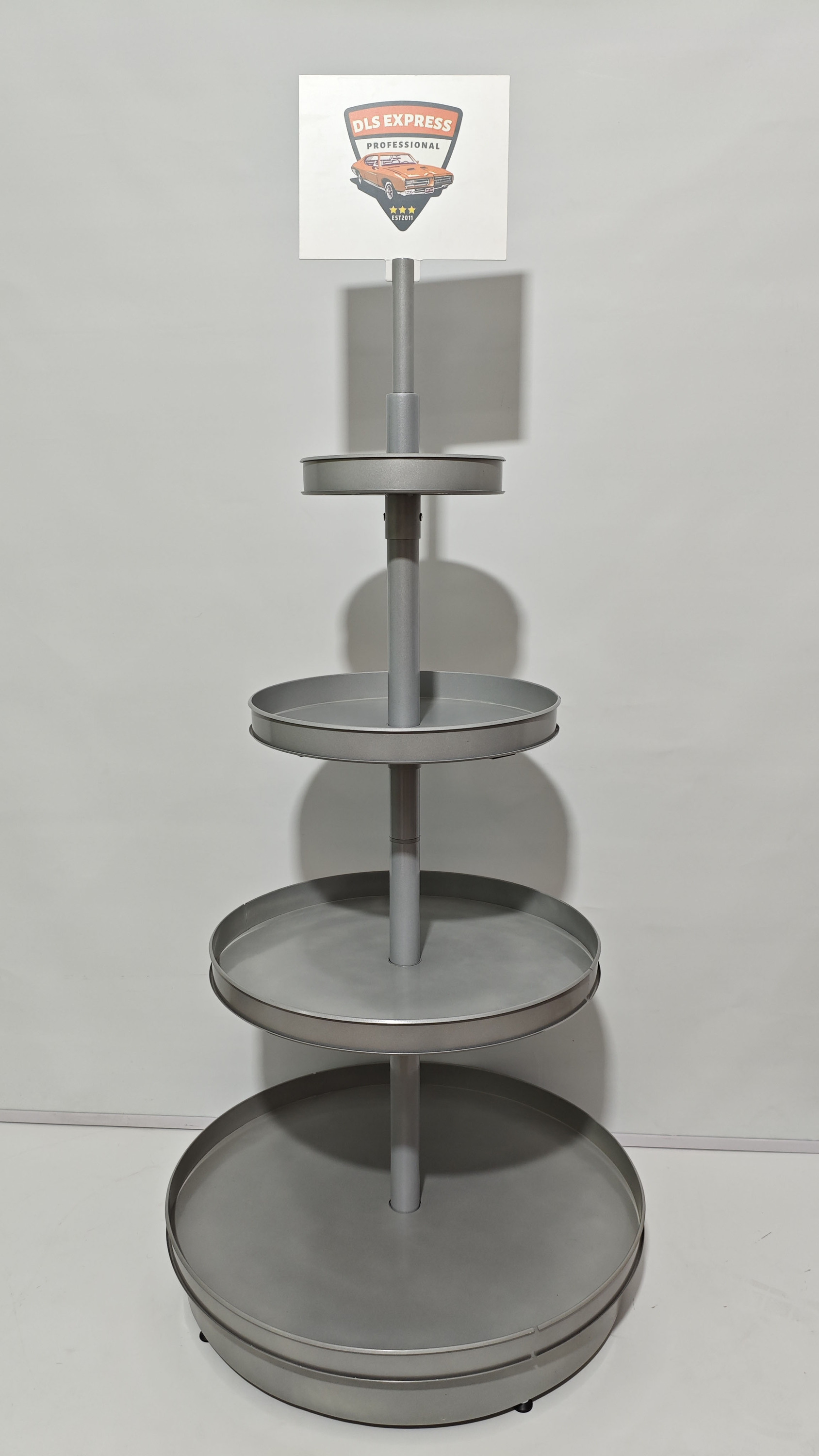 Detachable Round Wine Display Stand 4 Tier Circle Display Racks Metal Beverage Drink Shelf with Adjustable Feet — view 3