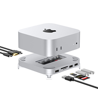 Dok Pengisi Daya Mac Mini M4 dari Aluminium Alloy, Hub USB C, Enclosure SSD M.2 NVMe, Docking Station 10Gbps USB3.2 USB2.0 SD4.0 TF4.0 HDMI