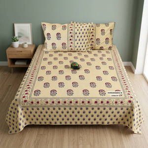 Parure de lit imprimée indienne 100% coton biologique 200TC motif floral éléphant taille King pour maison et hôtel - Product Image 4