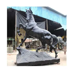 Arte moderna jardim ao ar livre Decoração Metal Artesanato Fundido Bronze Animal Cavalo Escultura Life Size Black Bronze Cavalo Estátua