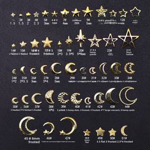 Fabricante al por mayor 3D Nail Art Accesorios Estrella y Luna Diamantes de imitación Hollow Frosted Crescent Moon Studs Parches para uñas - Product Image 1