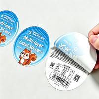 Étiquettes autocollantes multicouches de haute qualité, autocollant double couche à décoller pour les médicaments, les cosmétiques, les bougies