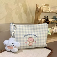 Sac de rangement pour cosmétiques de voyage, style bonbon, avec fermeture éclair, motif ours de dessin animé mignon, logo de dame, portable, en toile