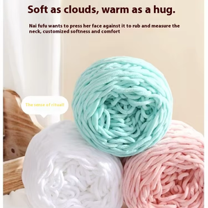 Zapatillas de ganchillo de hilo de poliéster 100% al por mayor bola grande tira de hielo pequeña diseño DIY <span class=keywords><strong>zapatos</strong></span> lana gruesa algodón hebra única grande - Product Image 2