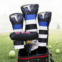 Ensemble de housses de clubs de golf en cuir PU imperméables, design personnalisé OEM, thème aigle, broderie, marque Pin Mei, couleur personnalisée pour