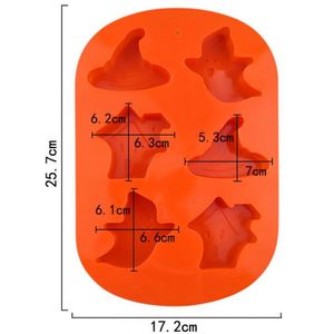 Moule en silicone écologique à 6 cavités pour chapeaux et formes fantômes, pour gâteaux d'Halloween, savons et résines DIY, facile à démouler, OEM/ODM - Product Image 2