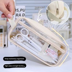กระเป๋าเครื่องสำอางแบบใส PVC ความจุขนาดใหญ่ กันน้ำ ปิดด้วยซิป สำหรับเด็กผู้หญิง - Product Image 3