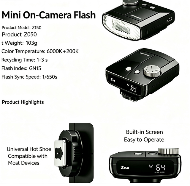 Neewer Z150 SE Hot Shoe Camera Flash with M/S1/S2 Modes & 1200mAh Built-in Battery