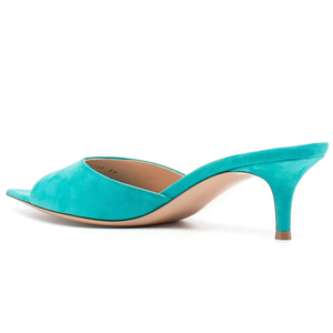 <span class=keywords><strong>Sandali</strong></span> di Lusso da Donna con Logo Personalizzato, Sexy, Estivi, in Camoscio <span class=keywords><strong>Blu</strong></span>, Punta Aperta, <span class=keywords><strong>Tacco</strong></span> <span class=keywords><strong>Basso</strong></span>, Slip-On - Product Image 2