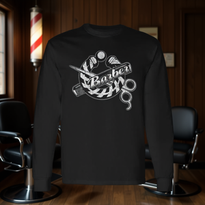 Camiseta de manga larga con diseño de poste de barbero y tijeras - Product Image 3