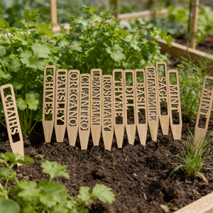Etichette per Piante in Bambù Ecologiche, Targhette da Giardino Riutilizzabili, Dimensioni Personalizzabili, Logo con Design Tagliato al Laser, Colore Naturale del <span class=keywords><strong>Legno</strong></span>, Lavabili - Product Image 2