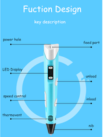 Pena 3D dengan Layar LCD Bahan PLA/ABS/PETG Lebar Tulisan 0.7mm untuk Anak-anak Set Pencetakan 3D