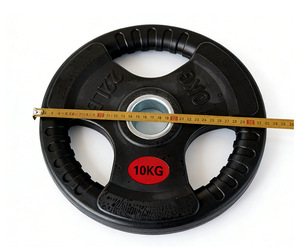 XFY Plaques de poids pleines en caoutchouc noires à 3 trous pour haltères 5lb 10lb 15lb 55lb, pour musculation, exercices des bras, durables, <span class=keywords><strong>bureau</strong></span>/salle de sport - Product Image 3