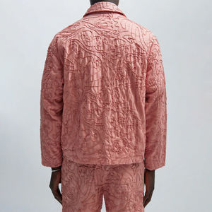 Giacca da Baseball da <span class=keywords><strong>Uomo</strong></span> XJYD di Alta Qualità con Ricamo Fight, Stile High Street Jacquard a Spirale in <span class=keywords><strong>Lino</strong></span> Rosa Taglio Boxy - Product Image 2