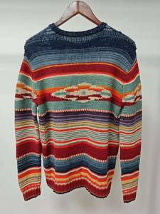 Pull à rayures bohème décontracté tricoté à la main Vagues dégradées colorées Motif complexe inspiré du paysage Laine multicolore/Cachemire - Product Image 2