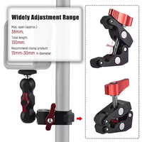 Bras articulé 360° en aluminium avec vis 1/4 et pince Super Crab pour montage de caméra Canon Nikon DSLR GoPro Hero DJI Osmo Insta360
