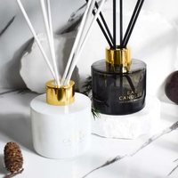 Bouteille diffuseur de parfum en verre ambré blanc/noir rond de luxe de 120 ml avec boîte pour diffuseur d'huiles essentielles – Vente en gros