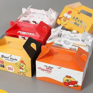 RTS Aceitar personalizado Takeaway Fried Chicken Caixa De Embalagem De Papel Descartável Branco Frango Peixe E Chips Fast Food Paper Container