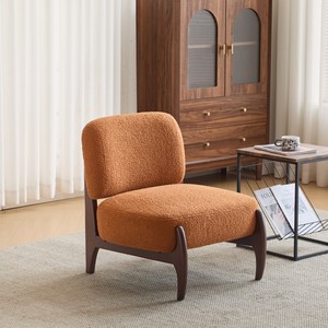 Fauteuil lounge élégant en bouclette avec revêtement en PU souple, structure en bois massif, confortable pour salle à manger, hôtel, salon, chambre, bureau - Product Image 5