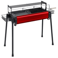 Barbecue d'extérieur domestique sans fumée, four à charbon de bois, grille de cuisson pour agneau rôti, outils pliables coupe-vent portables