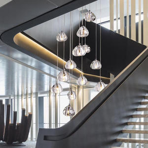 Lámpara Colgante de Lujo con Múltiples Luces LED, Esfera Espiral de Cristal, Burbujas Largas, para Escaleras y Techos - Product Image 5