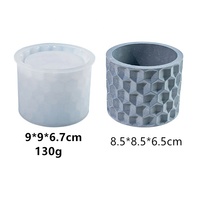 Moule en silicone en forme de cylindre à surface hexagonale en nid d'abeille 3D facile à élaborer pour le bricolage Vase en résine de ciment Pot à bougie