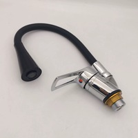 Keran Wastafel Dapur NES-KT212 dengan Tuas Tunggal, Spout Silikon Fleksibel Hitam Matte, Keran Mixer Krom untuk Wastafel Dapur OEM ODM