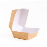Caja de Cartón Autoarmable para Hamburguesas, Recubierta con Papel de Grado Alimenticio Desechable