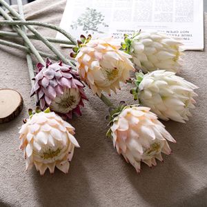 ดอกโปรเทียประดิษฐ์ CallaFloral สีขาวนม สีม่วงแชมเปญ กันน้ำ สำหรับตกแต่งงานแต่งงาน สไตล์ยุโรป แบบดอกไม้ผสม - Product Image 1