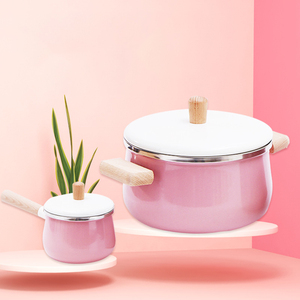 Ensemble <span class=keywords><strong>de</strong></span> casseroles en émail métallique au design minimaliste et d'un savoir-faire exceptionnel, avec poignée en bois, <span class=keywords><strong>ustensiles</strong></span> <span class=keywords><strong>de</strong></span> <span class=keywords><strong>cuisine</strong></span> écologiques <span class=keywords><strong>pour</strong></span> compléments alimentaires <span class=keywords><strong>pour</strong></span> bébés - Product Image 3