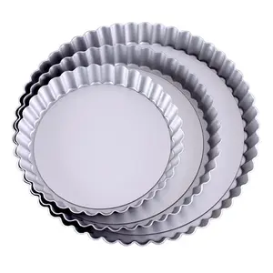 Round Tart Pan Quiche Aluminium Alloy Baking Dishes & Pans Round Shape Metal with Removable Bottom Pie Pan