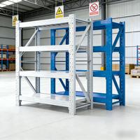 Étagère de rangement pliable à 4 niveaux en acier laminé à froid, sans boulons, légère, avec revêtement en poudre anti-rouille, pour mezzanine, réglable