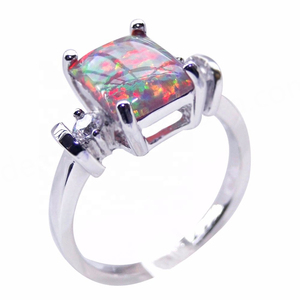 Prix de gros Bague en argent sterling 925 avec opale bleue mexicaine, pierre précieuse, bague tendance pour femme, modèle DR03010684R - Product Image 5