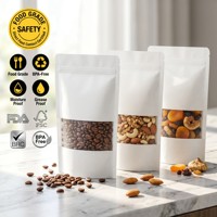 Ximu Verpackung Weißer Kraftpapier-Standbeutel mit Mattfenster und Reißverschluss für Lebensmittel, Snacks und Kaffee - Großhandel ab Werk