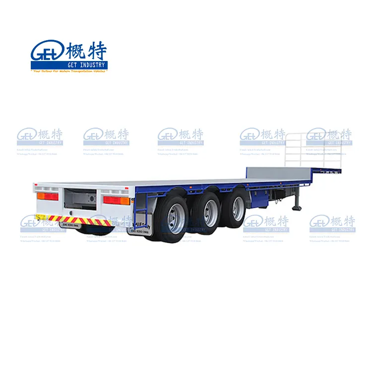 Zwanenhals Tridem Fuwa Bpw Axle 40ft Muti Gebruikt Iso Container Drop-Deck Flatbed Truck Oplegger