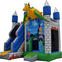 Offre Spéciale prix usine 5 en 1 Dragon gonflable châteaux plein d'entrain toboggan Combo