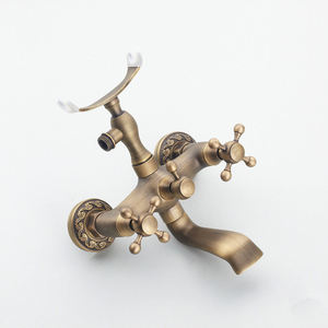 Ensemble de douche en laiton antique avec pommeau de douche de style té<span class=keywords><strong>l</strong></span>éphone à main montage mural mitigeur d'<span class=keywords><strong>eau</strong></span> chaude et froide robinet de baignoire - Product Image 5