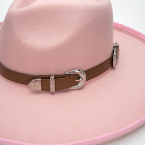 หมวกคาวบอยทรงแบนเรียบง่าย สไตล์ยุโรปอเมริกัน สีพื้น ขอบตกแต่ง  ขายดี สินค้ามาใหม่ สำหรับทุกเพศ - Product Image 3