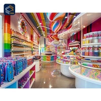 Conception d'aménagement de magasin commercial évolutive avec éclairage LED pour l'intérieur, conception de magasin de bonbons pour enfants
