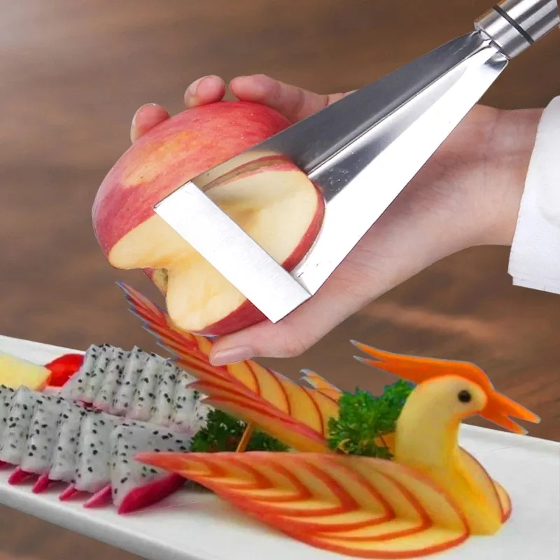 Triangle Slicer Vegetable Fruit Plate Non-Slip Carving Blade Stainless Steel Fruit Carving Knife Kitchen Tools