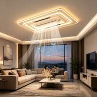 Ventilateur de plafond intelligent 6-en-1 sans pales avec lumière, chauffage, refroidissement, télécommande 2.4G, application et commande vocale, 110V/220V pour salon et chambre