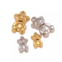 Pendentif Ours en Peluche 3D en Acier Inoxydable, Or, Argent, Charme pour la Fabrication de Bijoux, Collier, Boucles d'Oreilles DIY